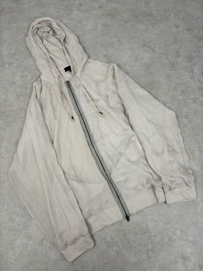 SS2020 Lanvin Beige Silk Layered Zip-up Hoodie - Image 4