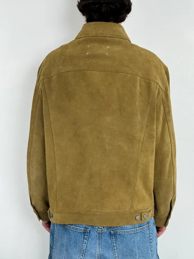 SS2020 Maison Margiela Beige Suede Trucker Jacket - Image 3