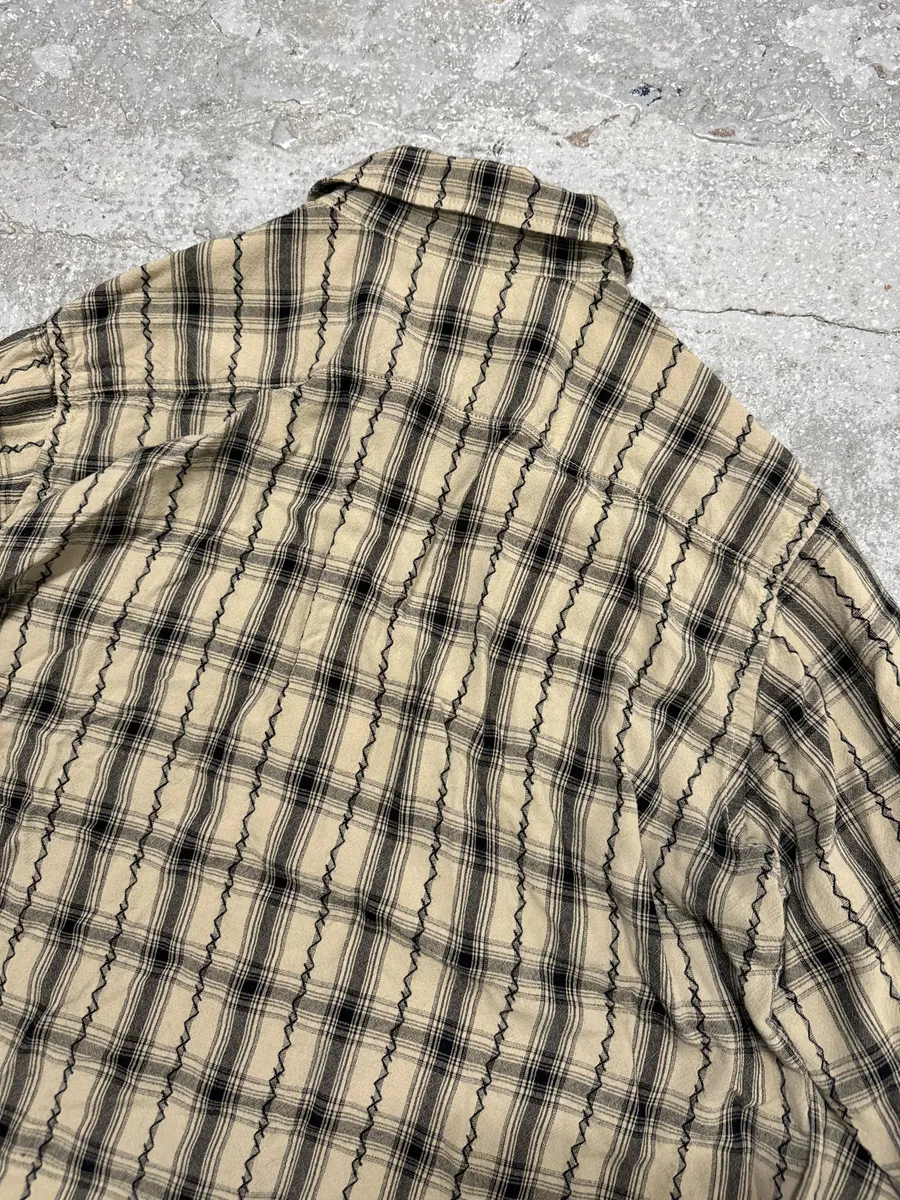 SS2020 Saint Laurent Beige Checkered Contemporary Button-up Shirt - Image 5