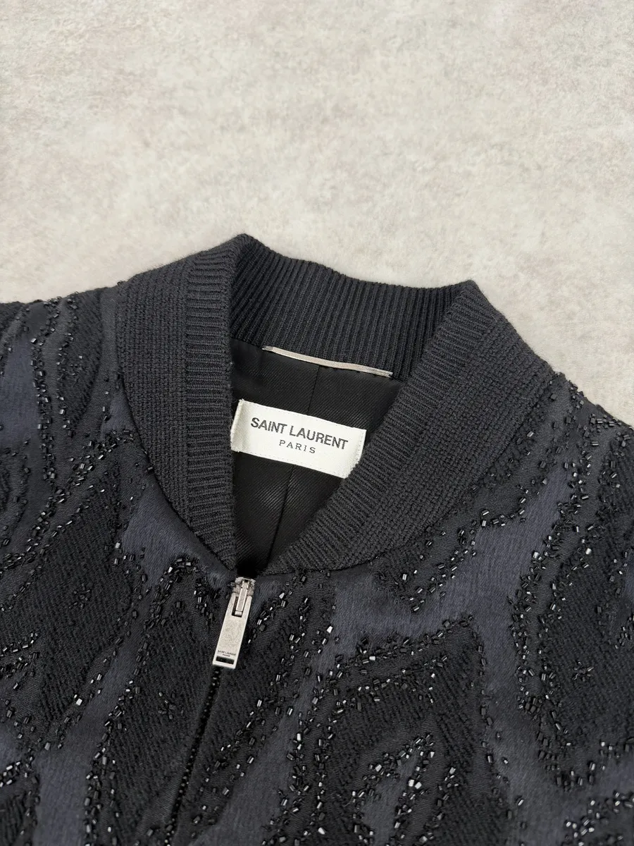 SS2020 Saint Laurent Black Dark Studded Bomber Jacket - Image 9