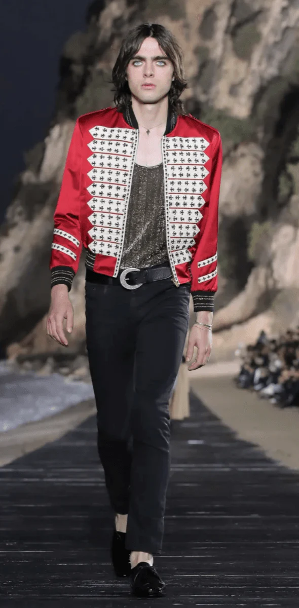SS2020 Saint Laurent Officer Red & White Jacket - Image 2