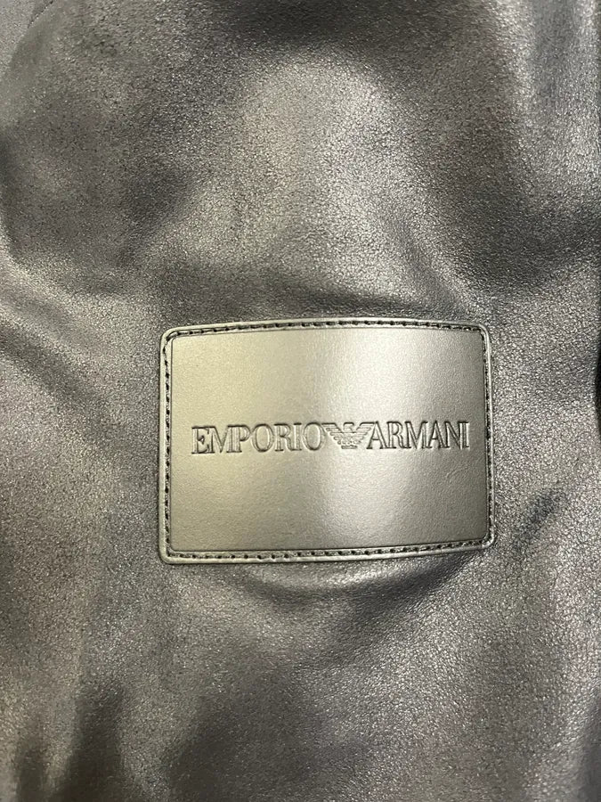 SS2021 Emporio Armani Navy Suede Leather Jacket - Image 8