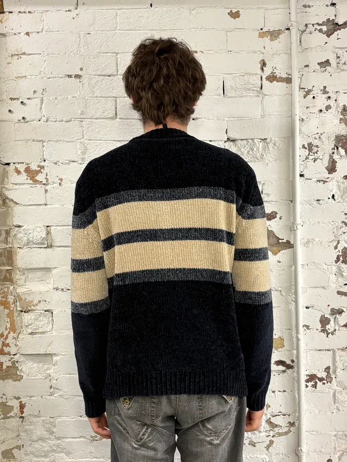 SS2021 Emporio Armani White Lines Navy Sweater - Image 3