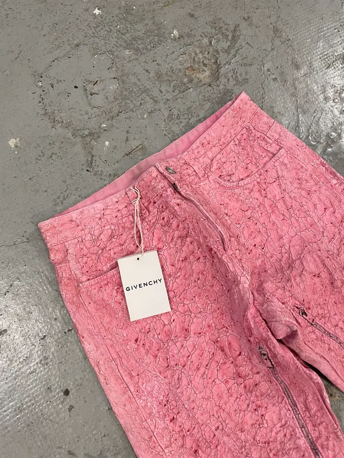 SS2021 Givenchy Pink Cracked Painted Leather Pants by Matthew Williams - Image 7