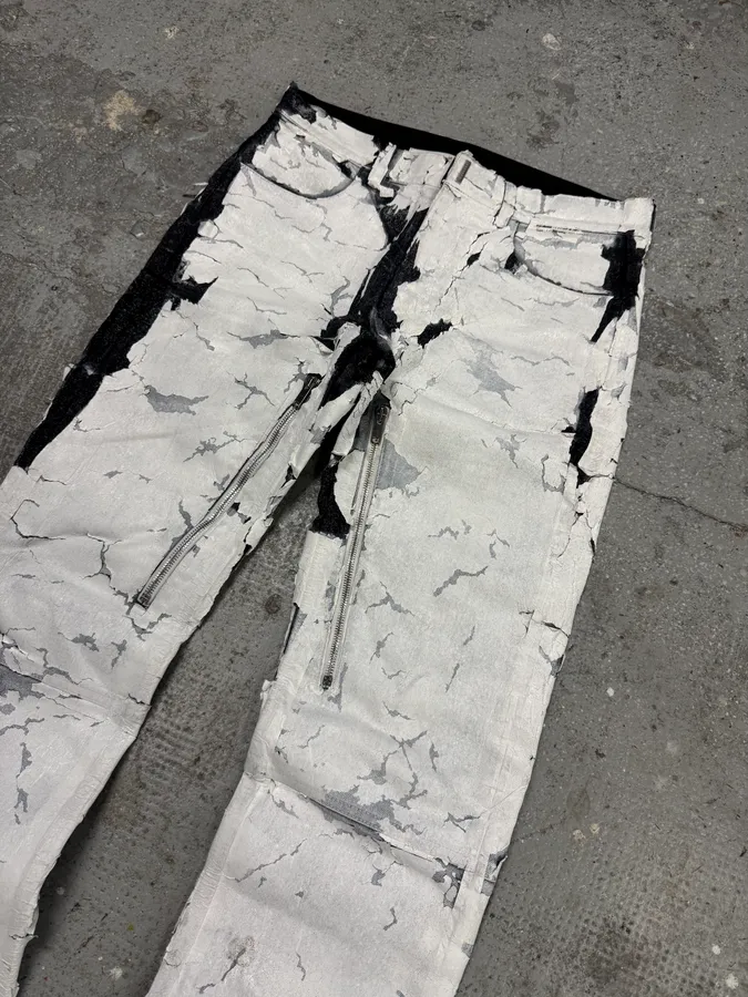SS2021 Givenchy White Cracked Brut Denim Jeans by Matthew Williams - Image 6