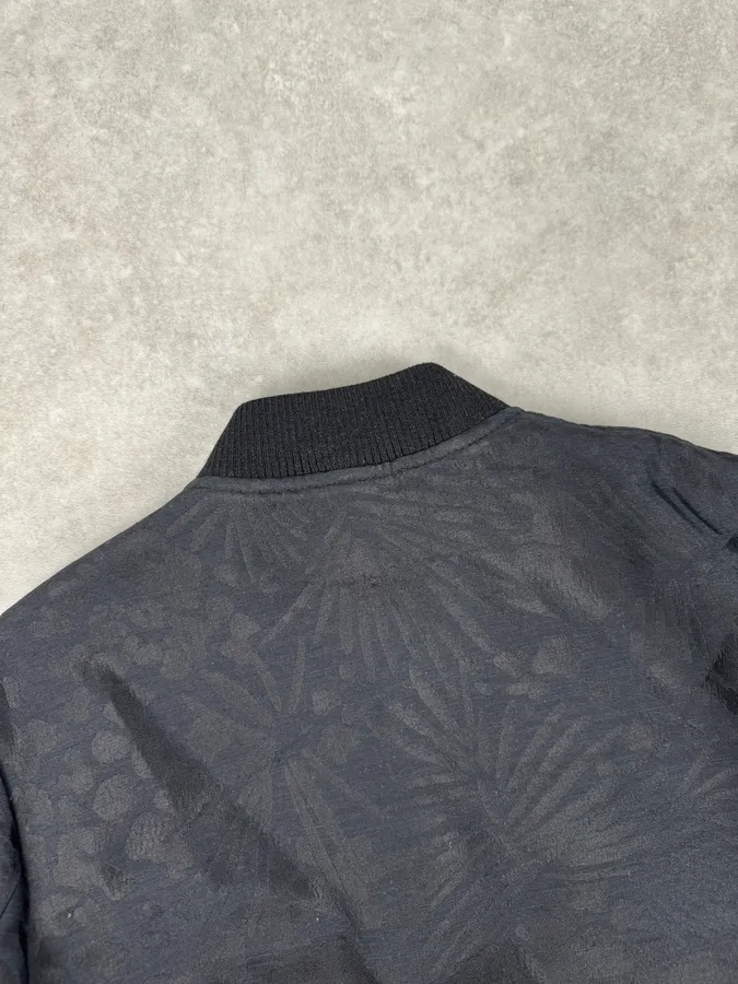 SS2021 Saint Laurent Black Nylon Ruched Zip Bomber Jacket - Image 7