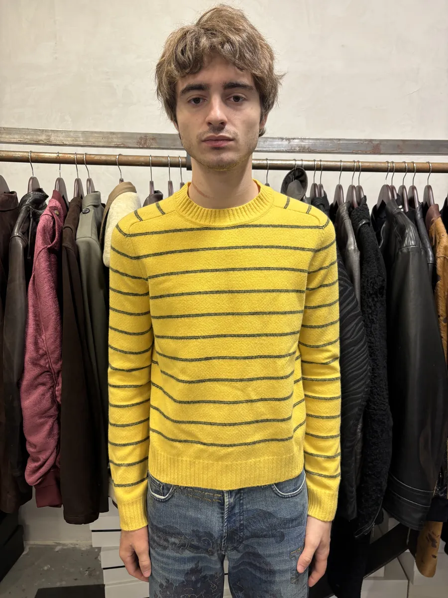 SS2021 Saint Laurent Yellow Lines Sweater - Image 3