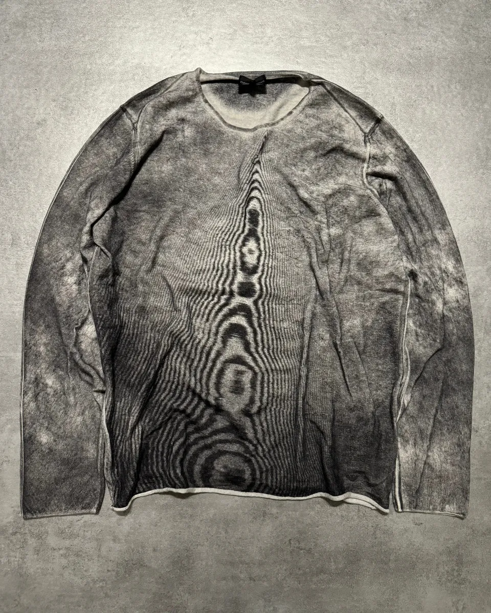 SS2022 Emporio Armani Blurred Extravagant Mirage Grey Wool Sweater