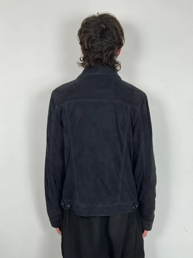 SS2022 Officine Generale Navy Suede Leather Buttoned Classy Jacket - Image 3