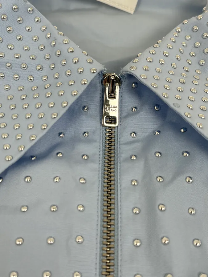 SS2022 Prada Baby Blue Signature Studded Jacket - Image 8