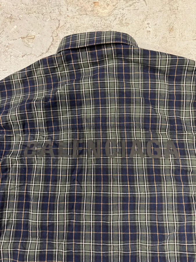 SS2023 Balenciaga Oversized Green Tartan Shirt - Image 6