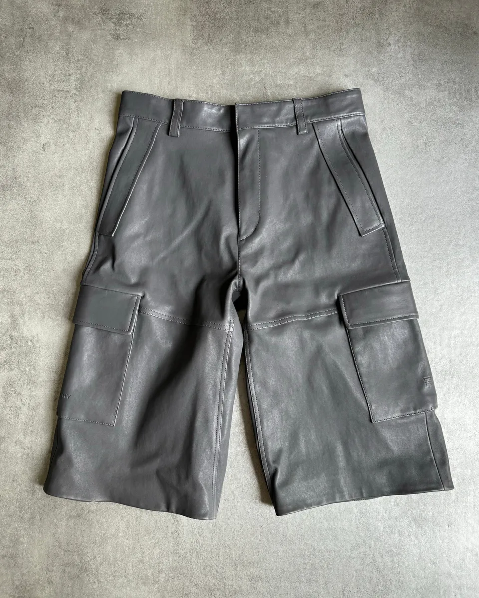SS2023 Givenchy 1/1 Sample Grey Leather Brut Cargo Shorts