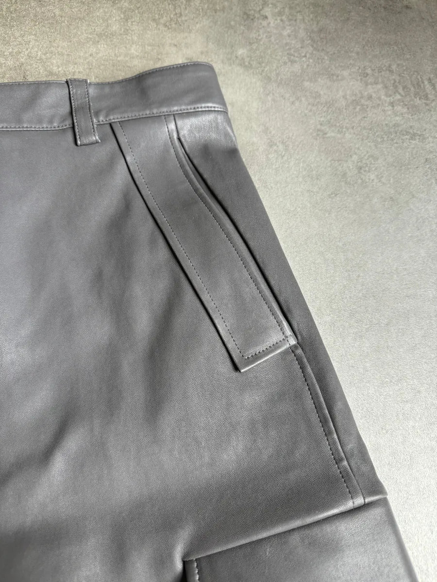 SS2023 Givenchy 1/1 Sample Grey Leather Brut Cargo Shorts - Image 10