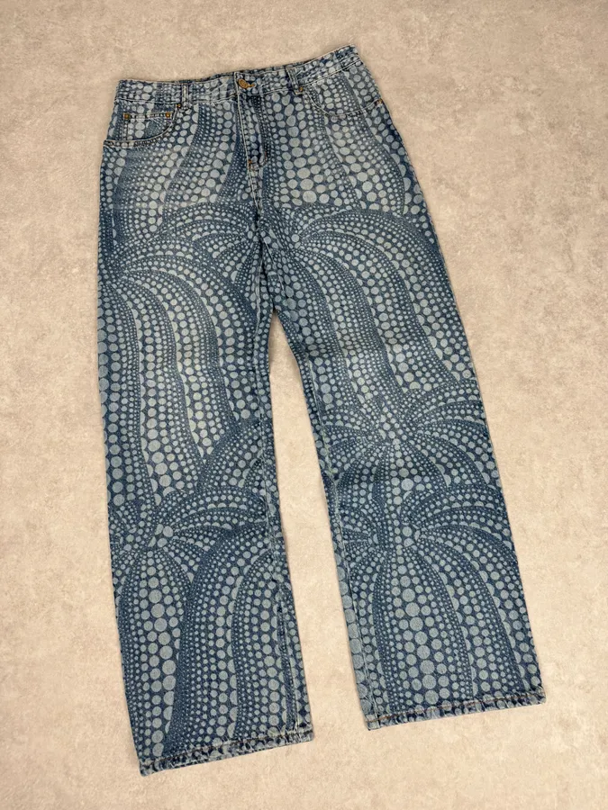 SS2023 Louis Vuitton X Yayoi Kusama Blue Abstract Denim Jeans - Image 6