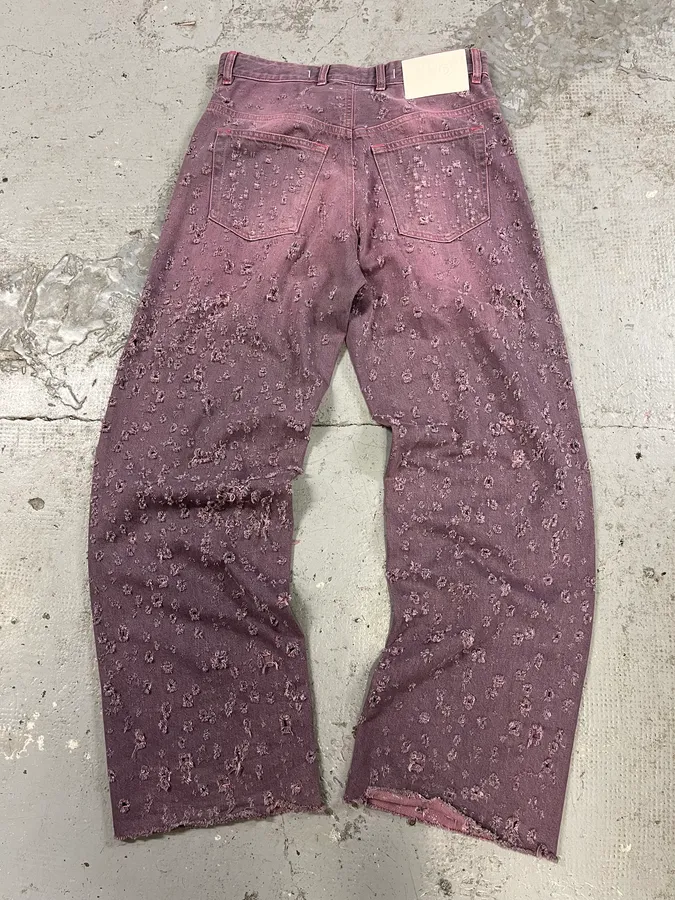 SS2023 Maison Margiela Pink Distressed Holes Jeans - Image 7