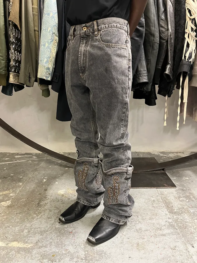 SS2023 Y/Project Cow-Boy Brut Grey Astro Denim Jeans - Image 3