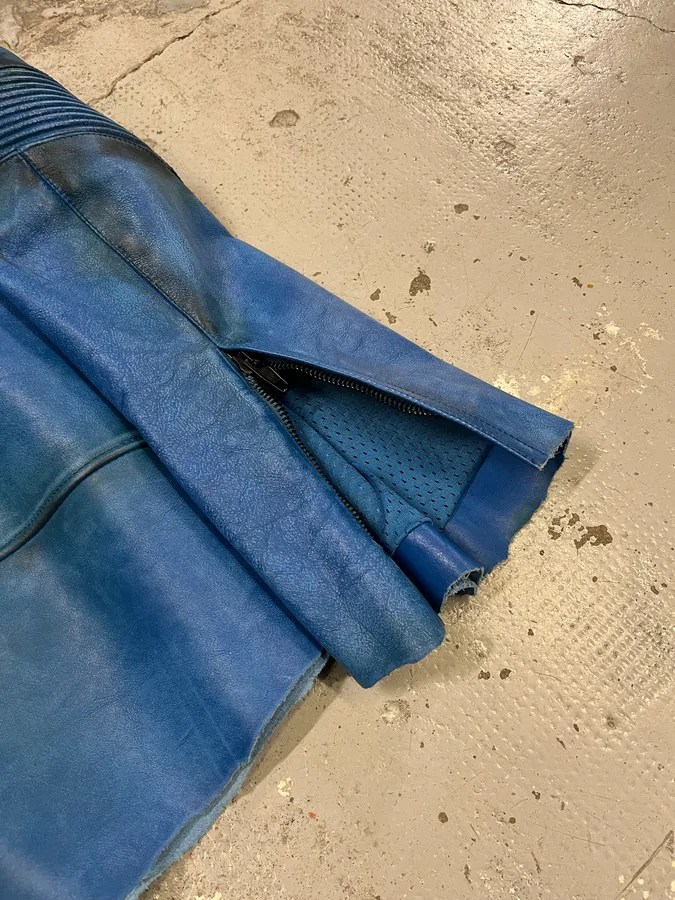 SS2024 Balenciaga Futuristic Armor Blue Leather Jacket - Image 11