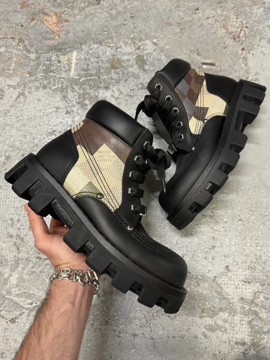 SS2024 Louis Vuitton Checker Combat Leather Boots