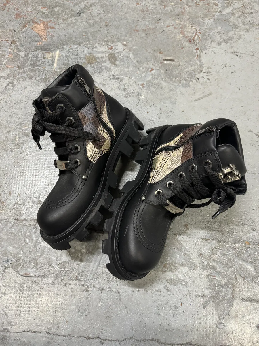 SS2024 Louis Vuitton Checker Combat Leather Boots - Image 3