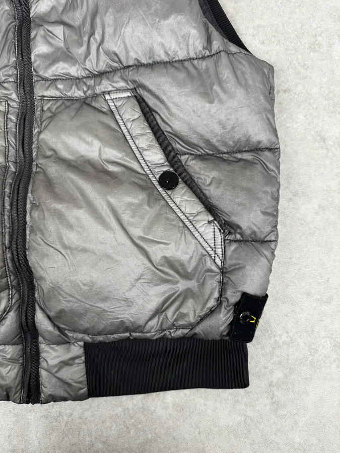 Stone Island 30th Anniversary Side Patch Grey Nylon Puffer Vest - Image 10
