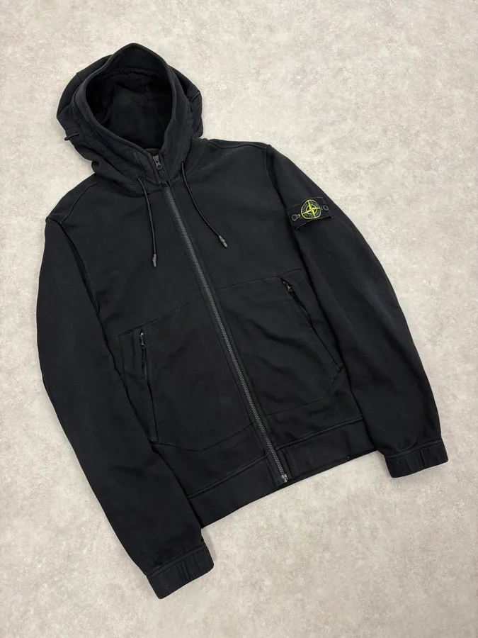 Stone Island Black Signature Zip-up Hoodie - Image 5