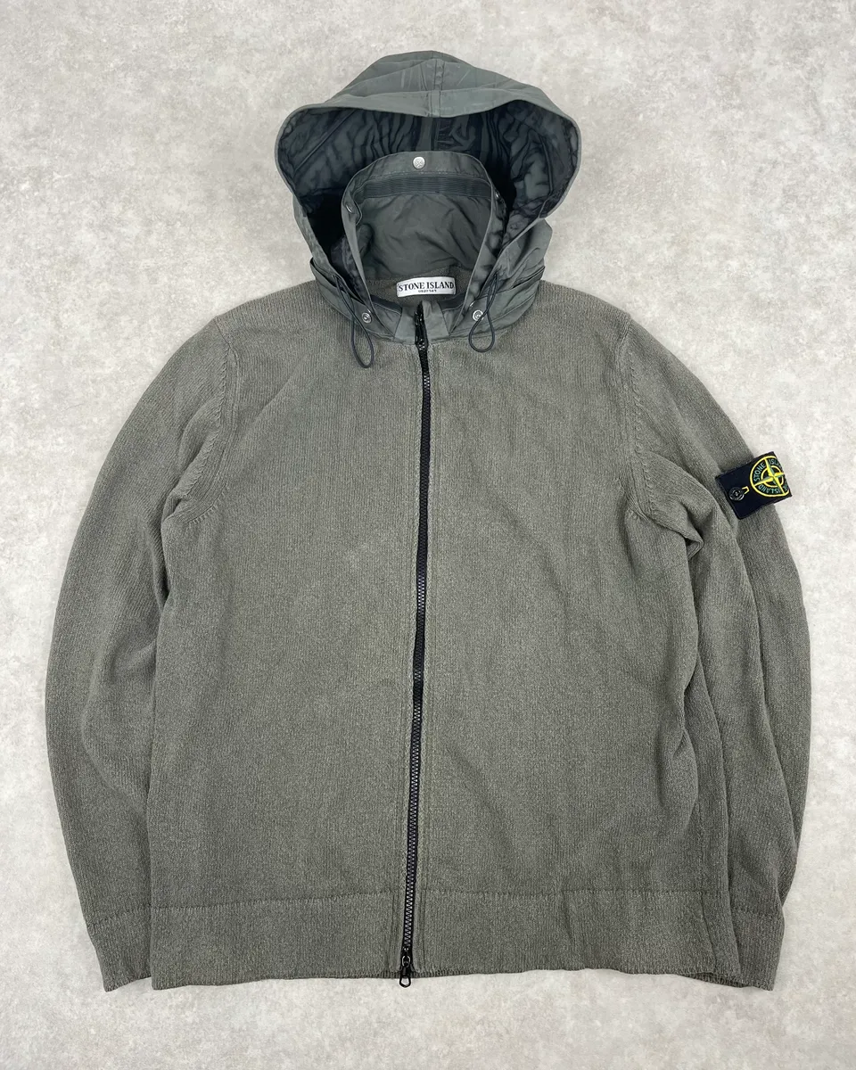 Stone Island Khaki Cotton Zip-Up Jacket