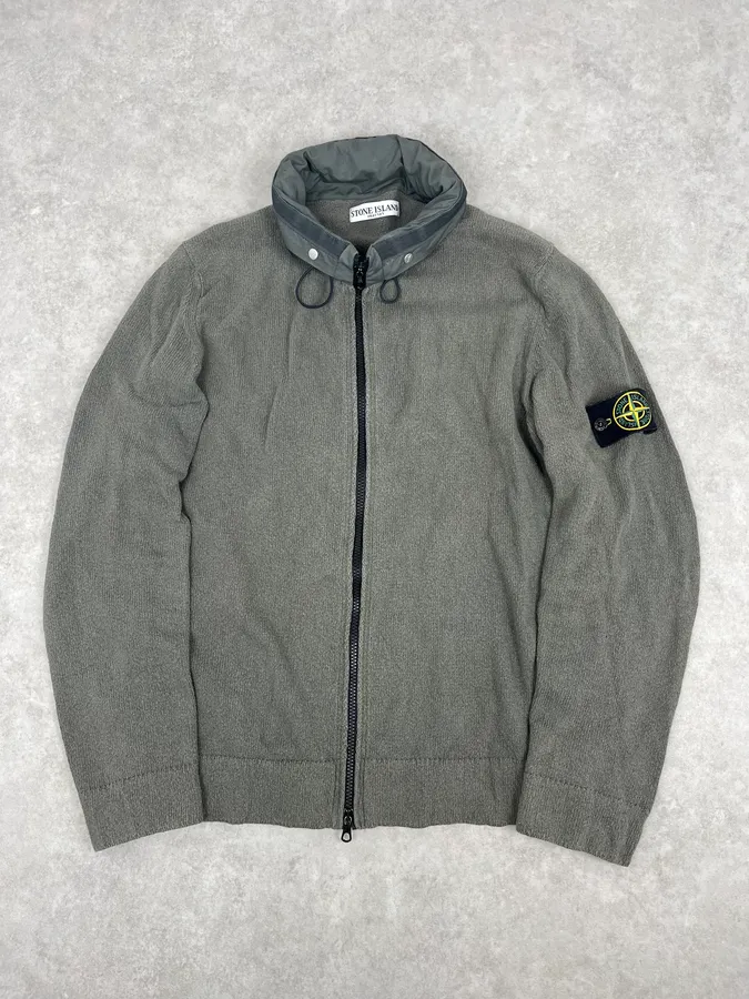 Stone Island Khaki Cotton Zip-Up Jacket - Image 5