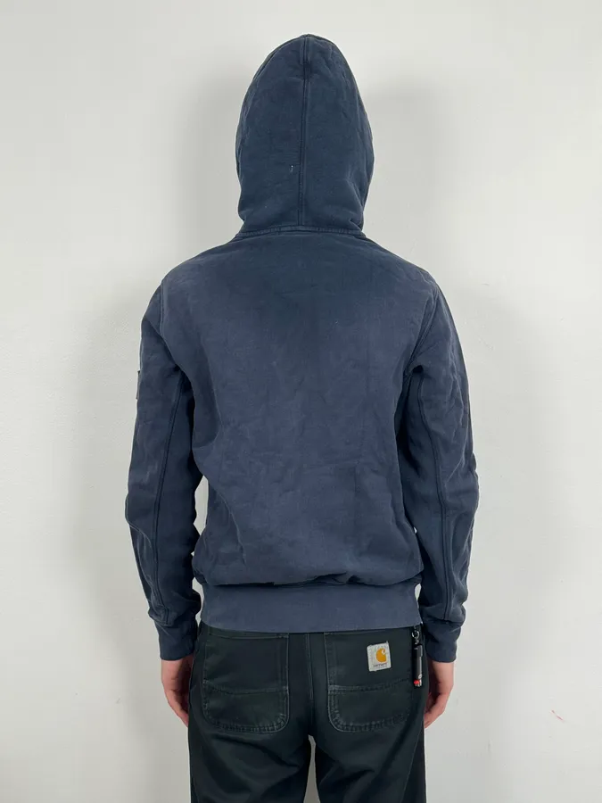 Stone Island Navy Signature Minimalist Zip-up Hoodie - Image 3
