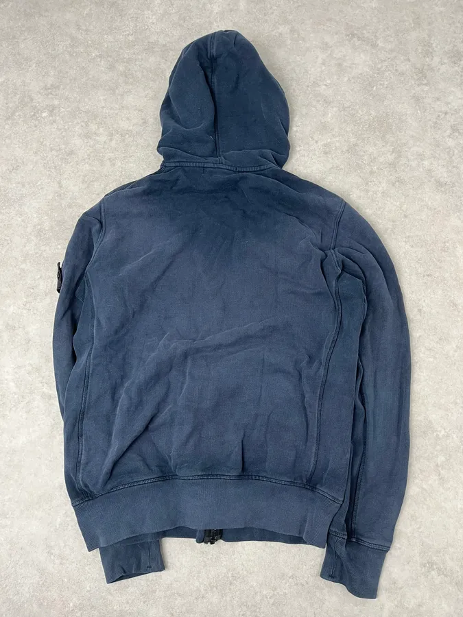 Stone Island Navy Signature Minimalist Zip-up Hoodie - Image 8