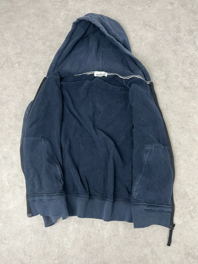Stone Island Navy Signature Minimalist Zip-up Hoodie - Image 9