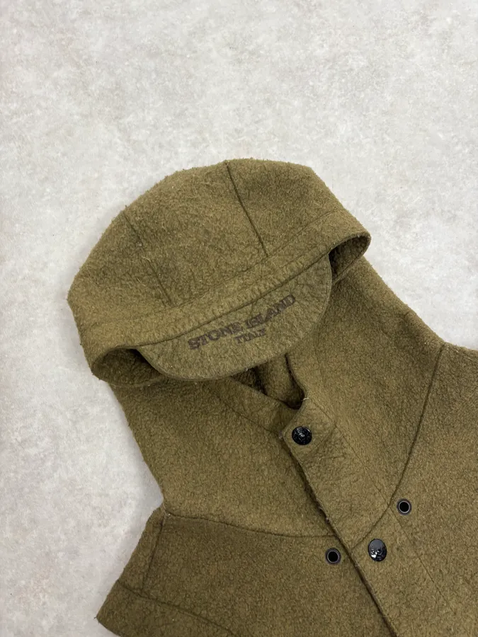 Stone Island Sleeveless Hooded Khaki Vest Jacket - Image 5