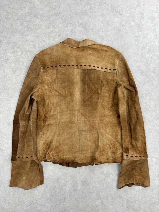 Sylvie Schimmel Brown Eroded Suede Shirt - Image 5