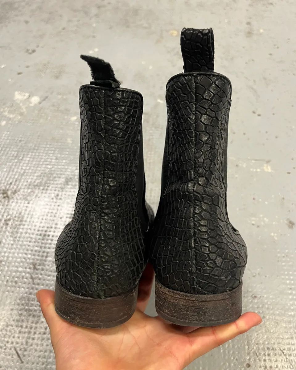 The Last Conspiracy Black Leather Crocodile Embossed Boots - Image 7