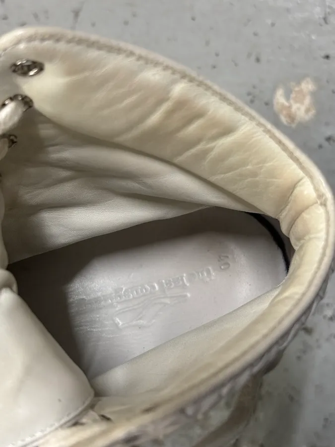 The Last Conspiracy Cream Leather Woven High-Top Sneakers - Image 12
