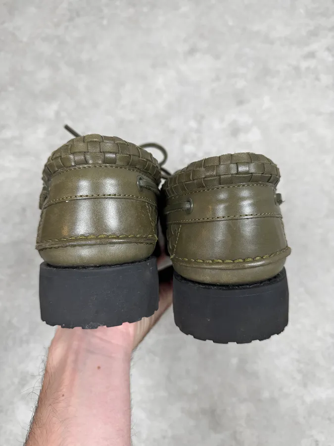 Timberland Supreme Green Woven Leather 3 Eye Lug Shoes - Image 6