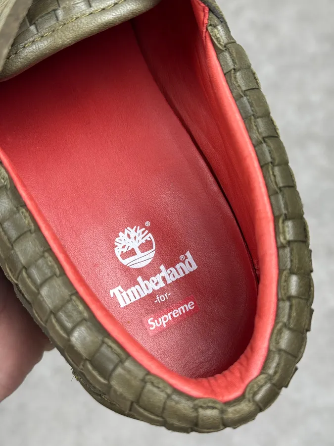 Timberland Supreme Green Woven Leather 3 Eye Lug Shoes - Image 8