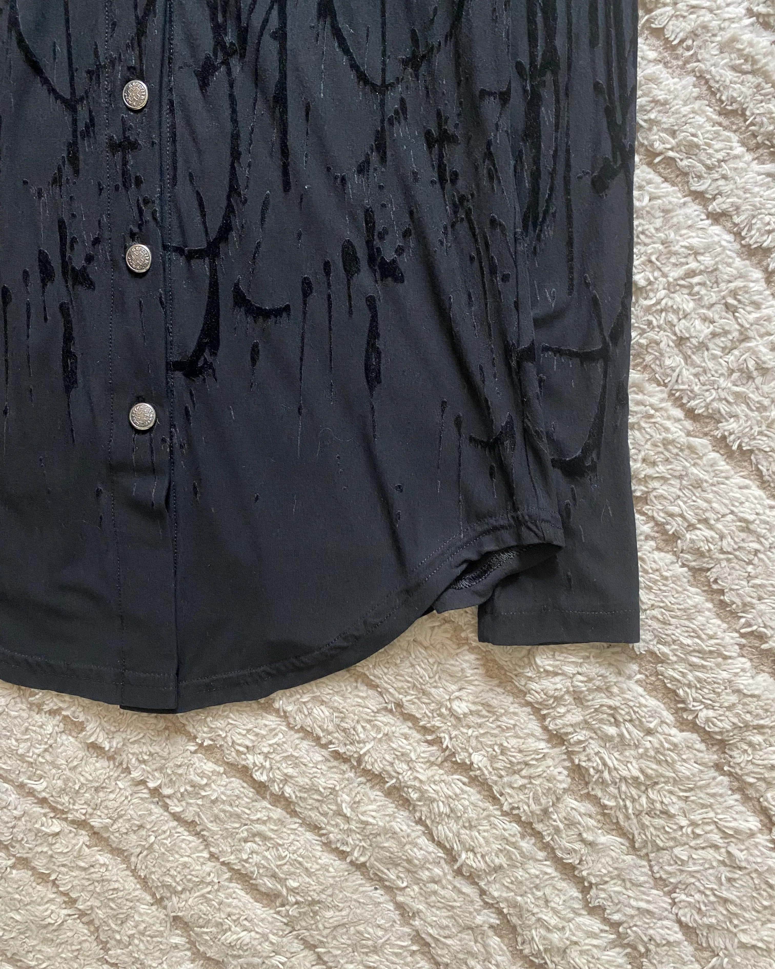 AW98 Jean Paul Gaultier Velvet Blood Drip Shirt (XS) - Image 4