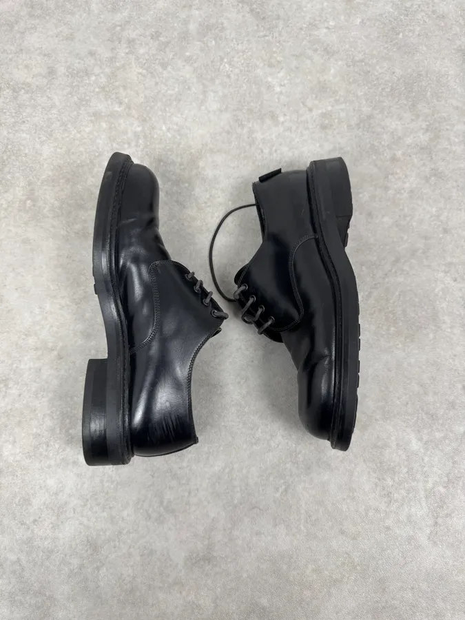 Versace Black Leather Derby Shoes - Image 3