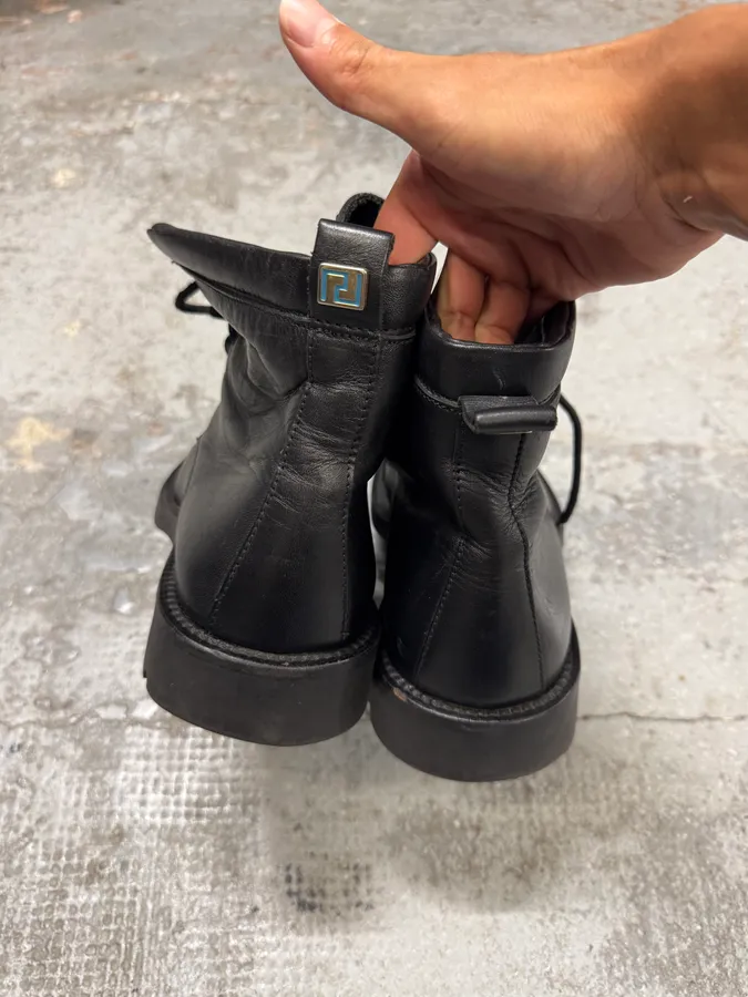 Versace Black Leather High Boots - Image 4