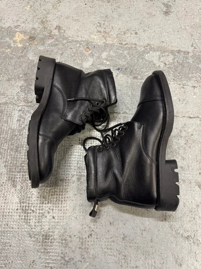 Versace Black Leather High Boots - Image 7