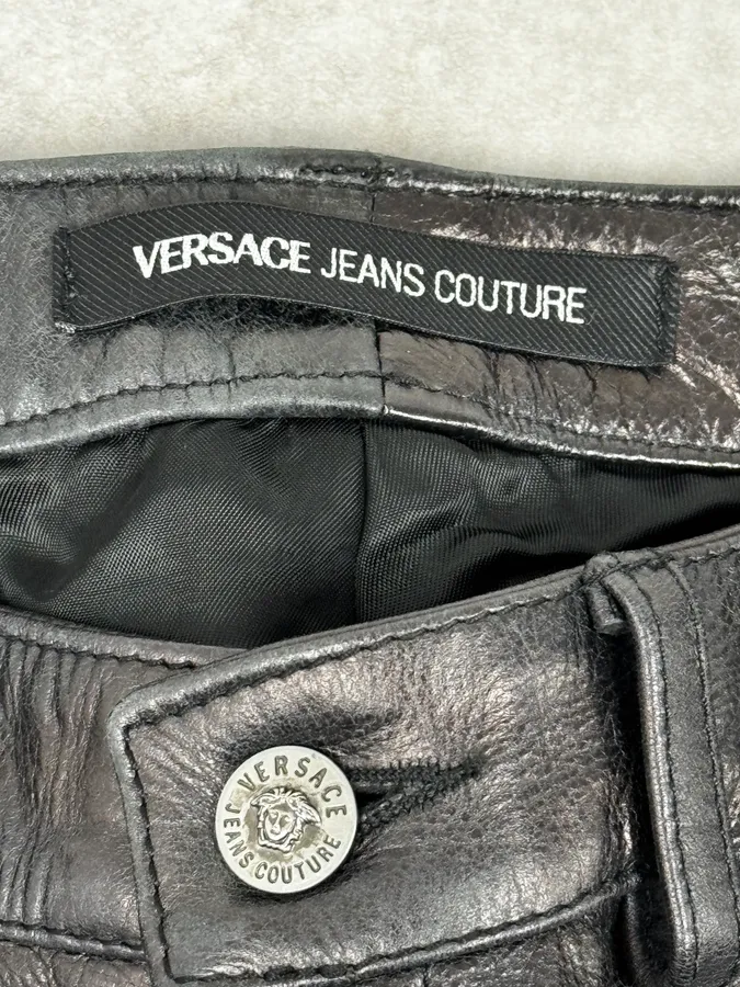 Versace Black Multi-Zips Biker Leather Pants - Image 13