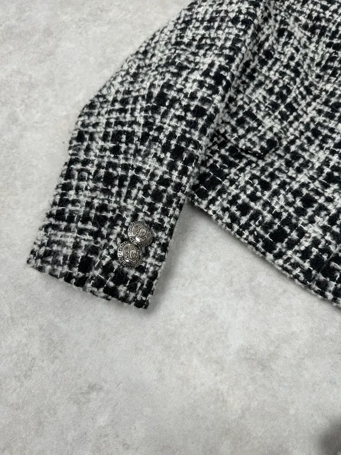 Versace Black & White Tweed Classy Jacket - Image 6