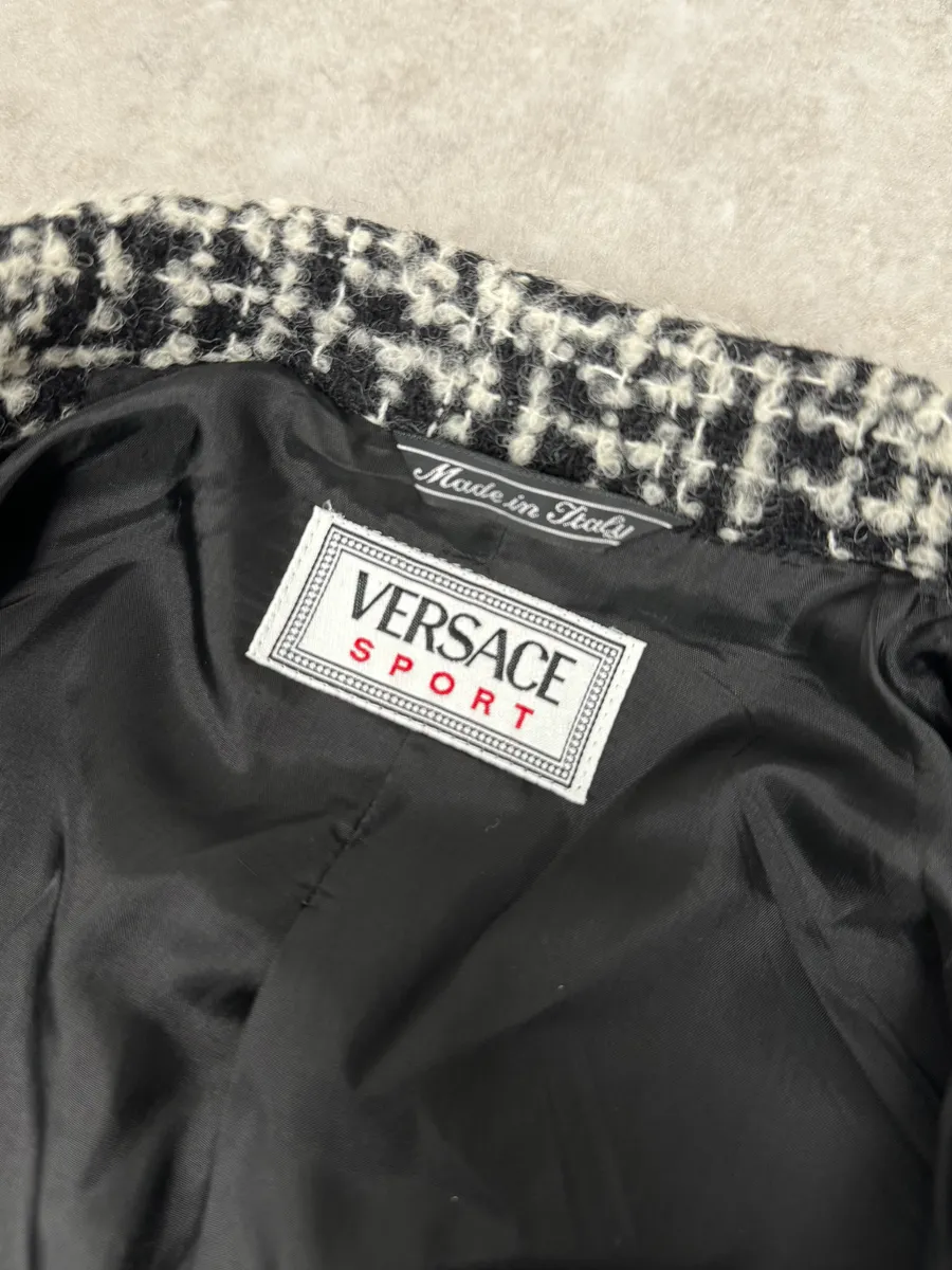 Versace Black & White Tweed Classy Jacket - Image 9