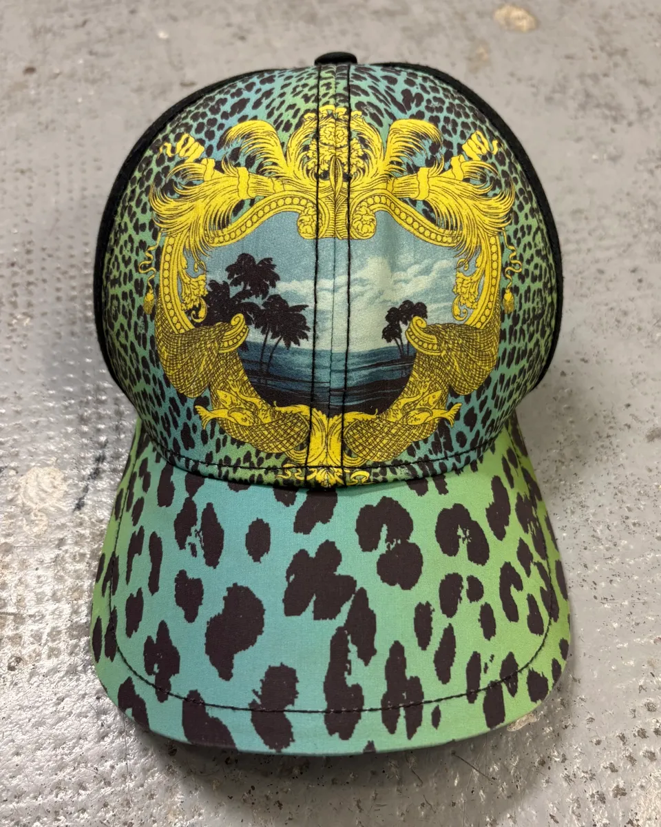 Versace H&M Turquoise Leopard Print Baseball Cap