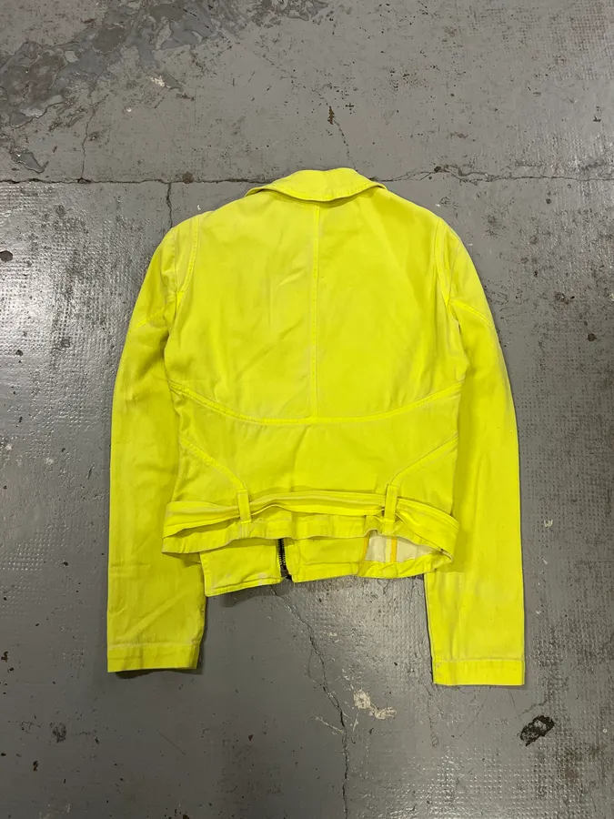 Versace Provocative Yellow Asymmetric Zip Biker Jacket - Image 5