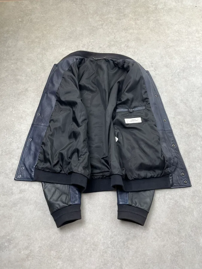Versace Quilted Armor Navy & Black Leather Jacket - Image 8