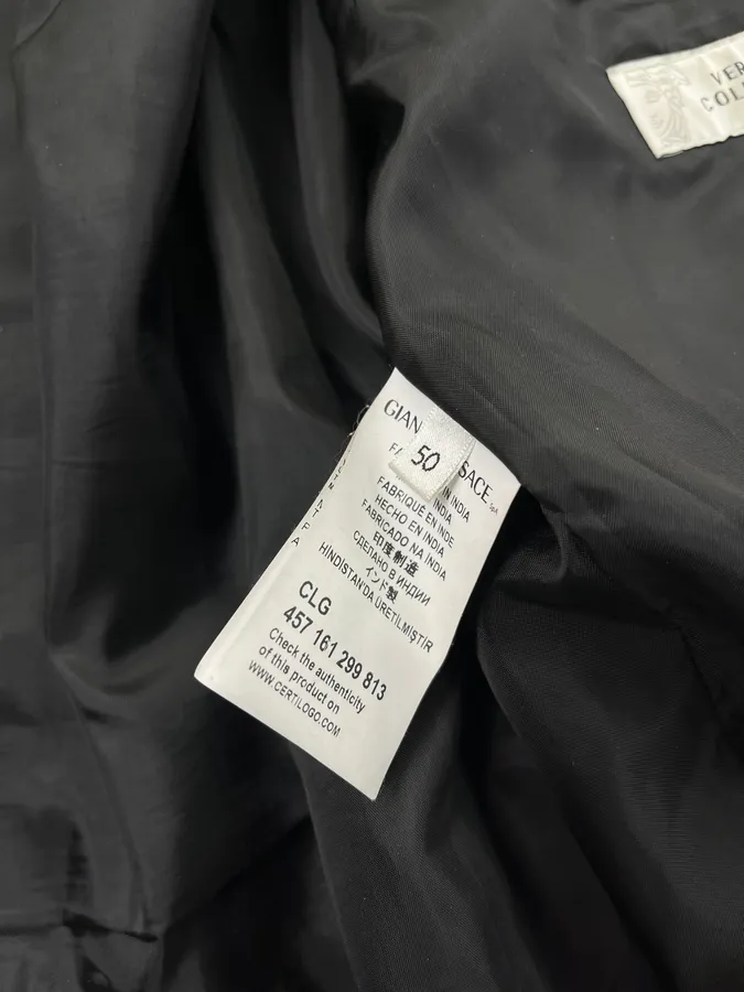 Versace Quilted Armor Navy & Black Leather Jacket - Image 9
