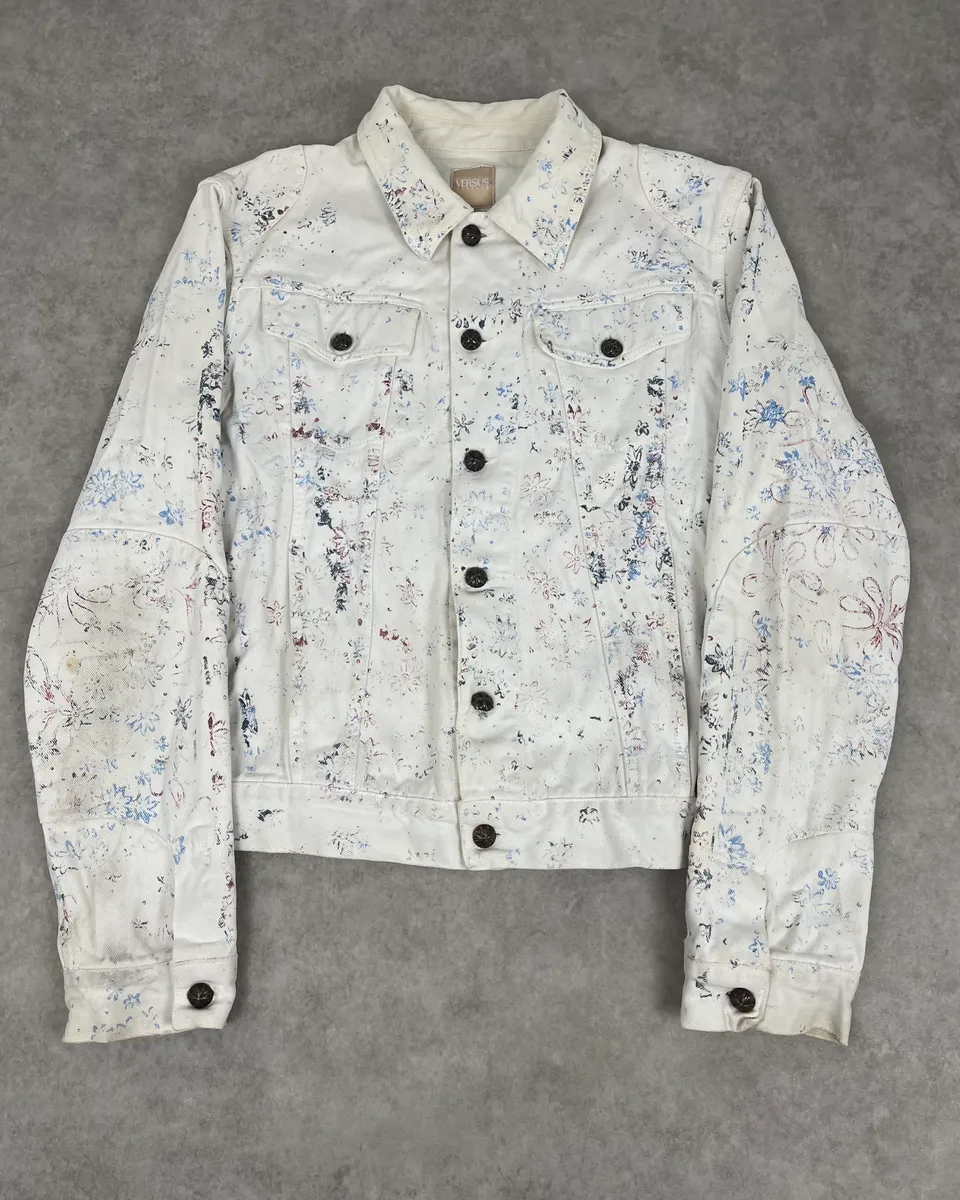 Versace Royal Erased White Denim Jacket