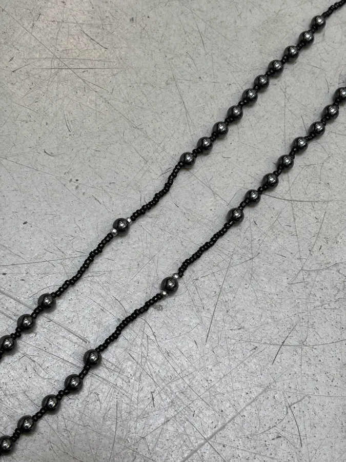 Vintage Black Beaded Rosary Necklace Cross Pendant - Image 7