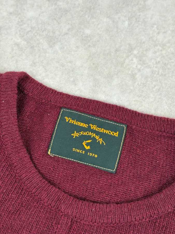 Vivienne Westwood Bordeaux Wool Cropped Sweater - Image 5